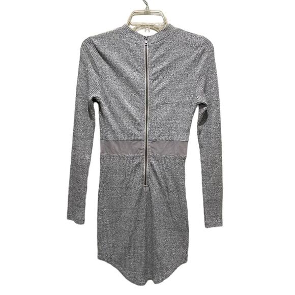 LF Rumor Boutique Long Sleeve Mock Neck Mesh Dress Grey Size Medium - Picture 6 of 8